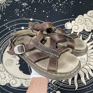 Dr Martens 90's Platform Leather Ankle Buckle Womens Sandals Size 8 Beach Casual